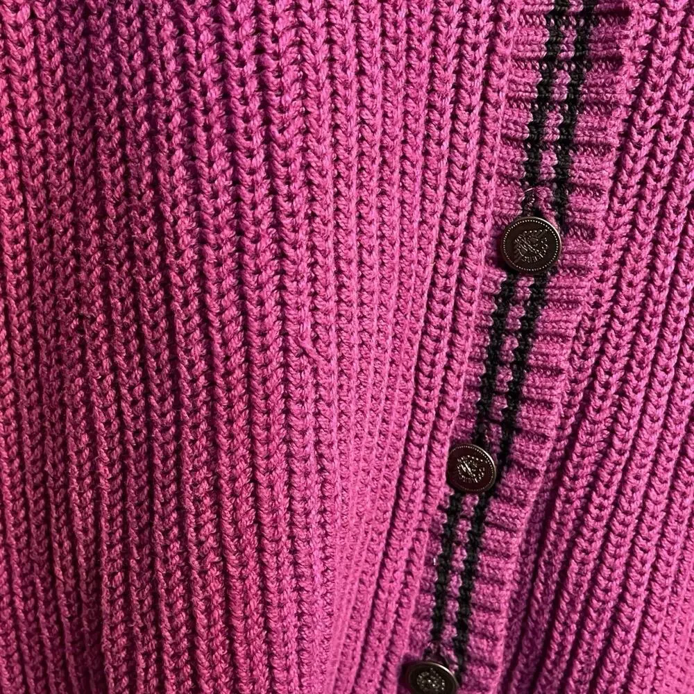 VTG Dockers Levi's Chunky Ribbed Knit Cardigan Women's M Purple Preppy Oversized